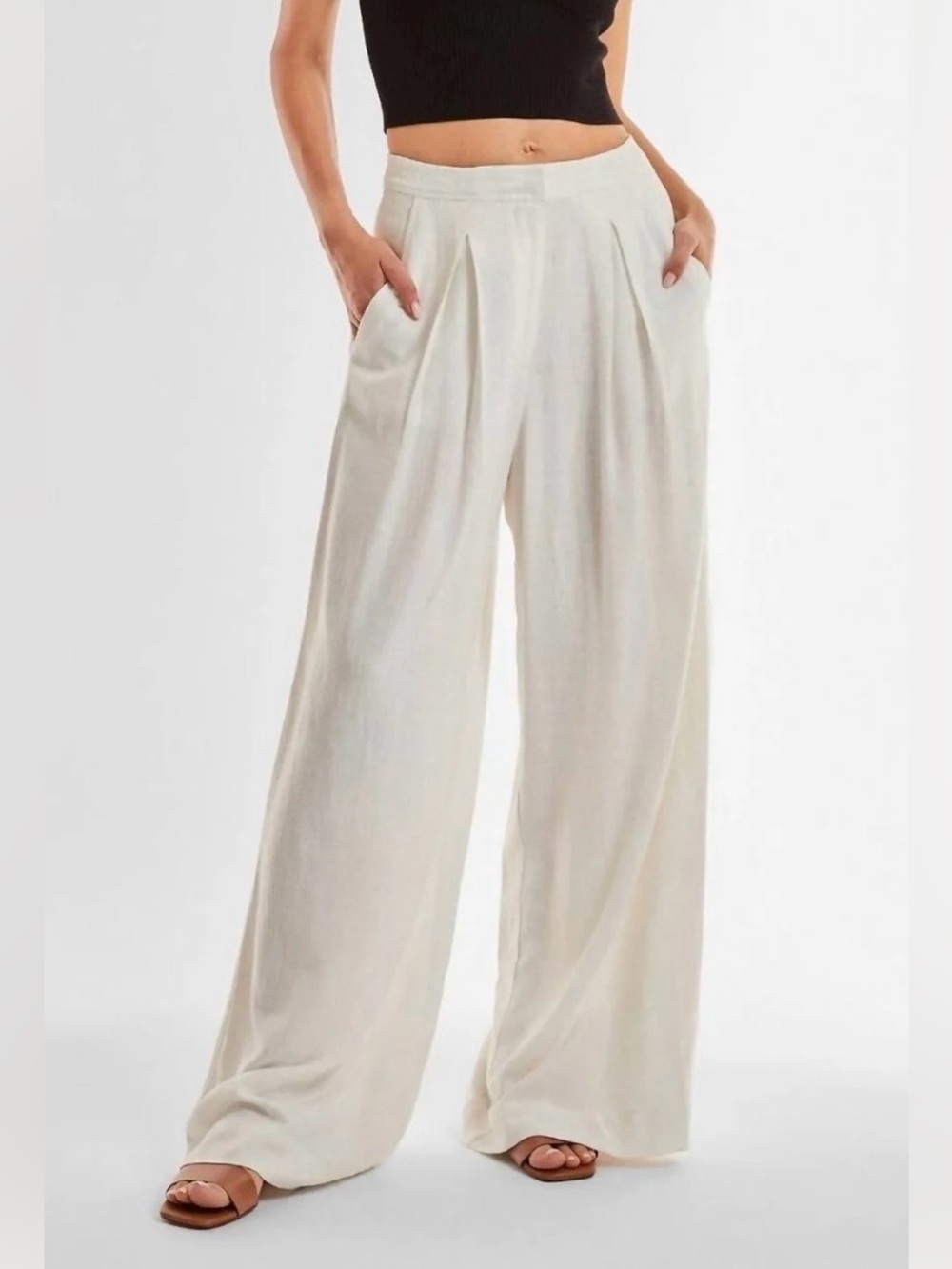 NWT Noli Seychelles Relaxed Linen Pants Trousers White size XS